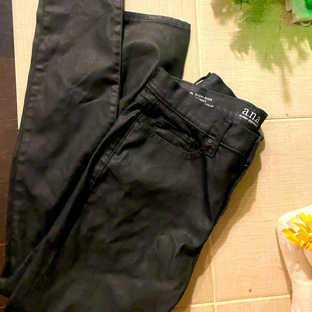 Black leather look jeans